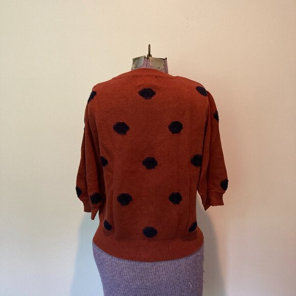 Compañia Fantastica ModCloth Burnt Orange Polka Dot Women's Sweater - Picture 4 of 6